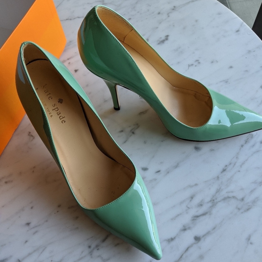 Kate Spade Licorice patent pumps in Seafoam mint green